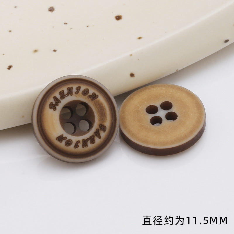 Natural Crafts Round Eco-friendly Fashion 2/4 Holes Shirt Wooden Button for Clothes-135