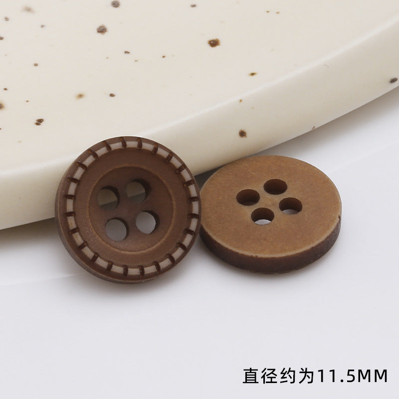 Natural Crafts Round Eco-friendly Fashion 2/4 Holes Shirt Wooden Button for Clothes-135