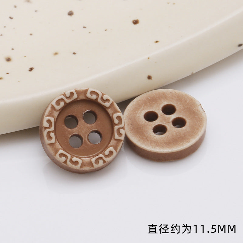 Natural Crafts Round Eco-friendly Fashion 2/4 Holes Shirt Wooden Button for Clothes-135