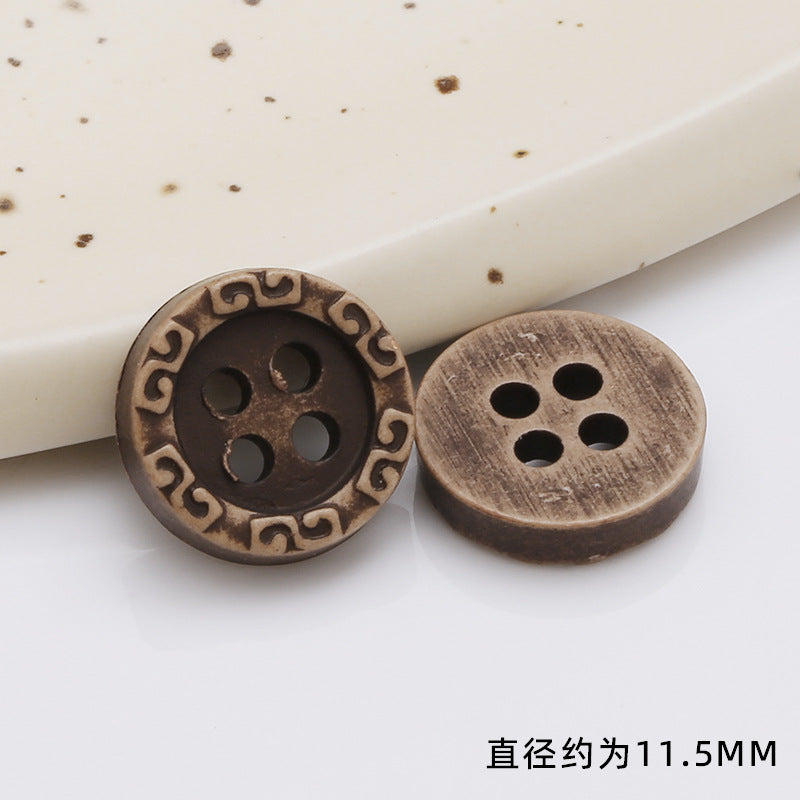 Natural Crafts Round Eco-friendly Fashion 2/4 Holes Shirt Wooden Button for Clothes-135