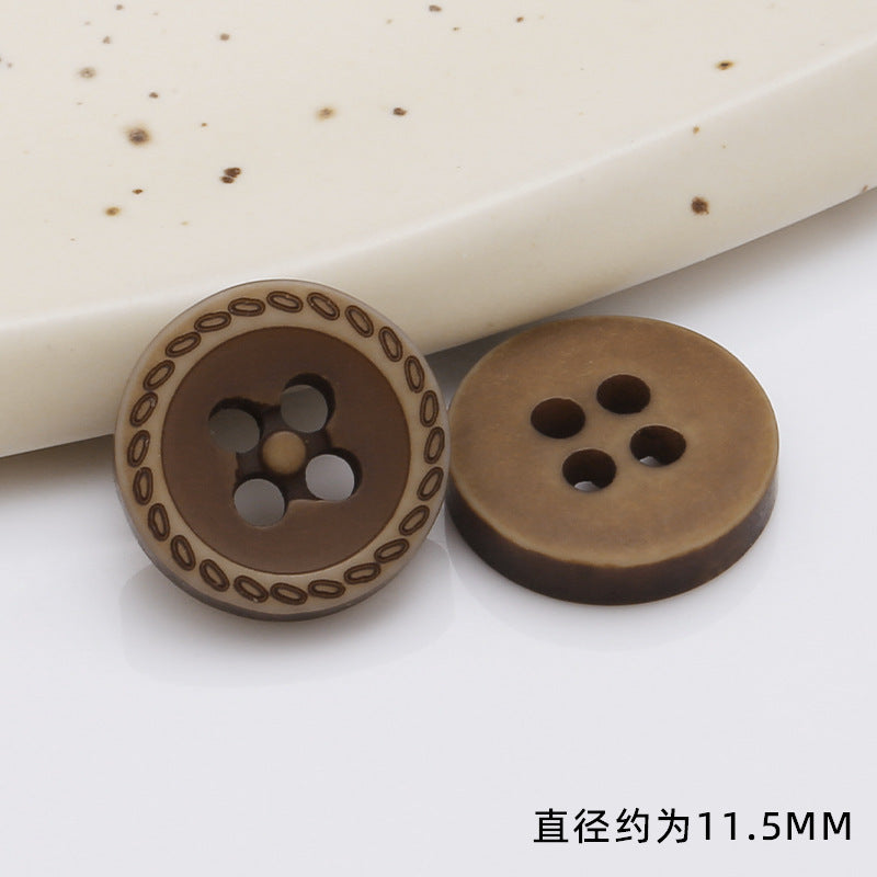 Natural Crafts Round Eco-friendly Fashion 2/4 Holes Shirt Wooden Button for Clothes-135
