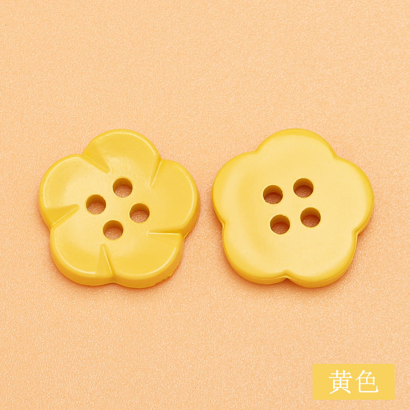 Factory Supply Flower Plastic Buttons for Craft, Colorful Cartoon Plastic Buttons, Button Flower Material, 2 Holes, 12 Colors-137