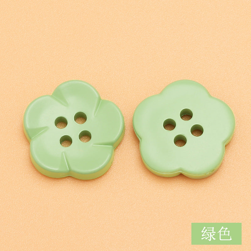 Factory Supply Flower Plastic Buttons for Craft, Colorful Cartoon Plastic Buttons, Button Flower Material, 2 Holes, 12 Colors-137