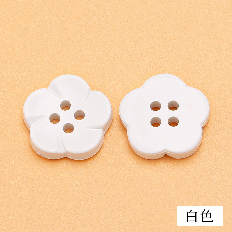 Factory Supply Flower Plastic Buttons for Craft, Colorful Cartoon Plastic Buttons, Button Flower Material, 2 Holes, 12 Colors-137