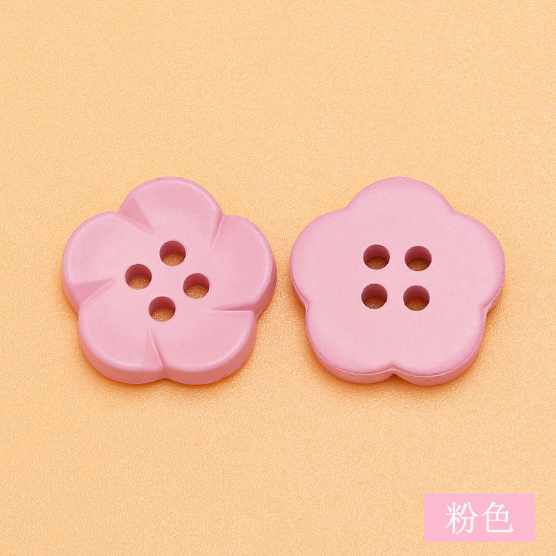 Factory Supply Flower Plastic Buttons for Craft, Colorful Cartoon Plastic Buttons, Button Flower Material, 2 Holes, 12 Colors-137