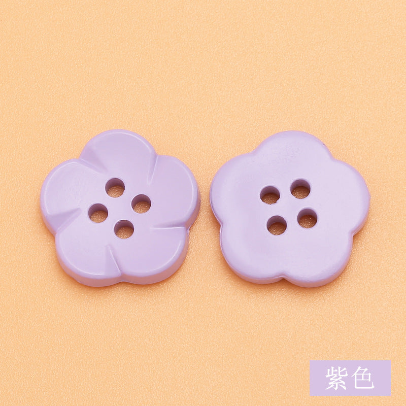Factory Supply Flower Plastic Buttons for Craft, Colorful Cartoon Plastic Buttons, Button Flower Material, 2 Holes, 12 Colors-137