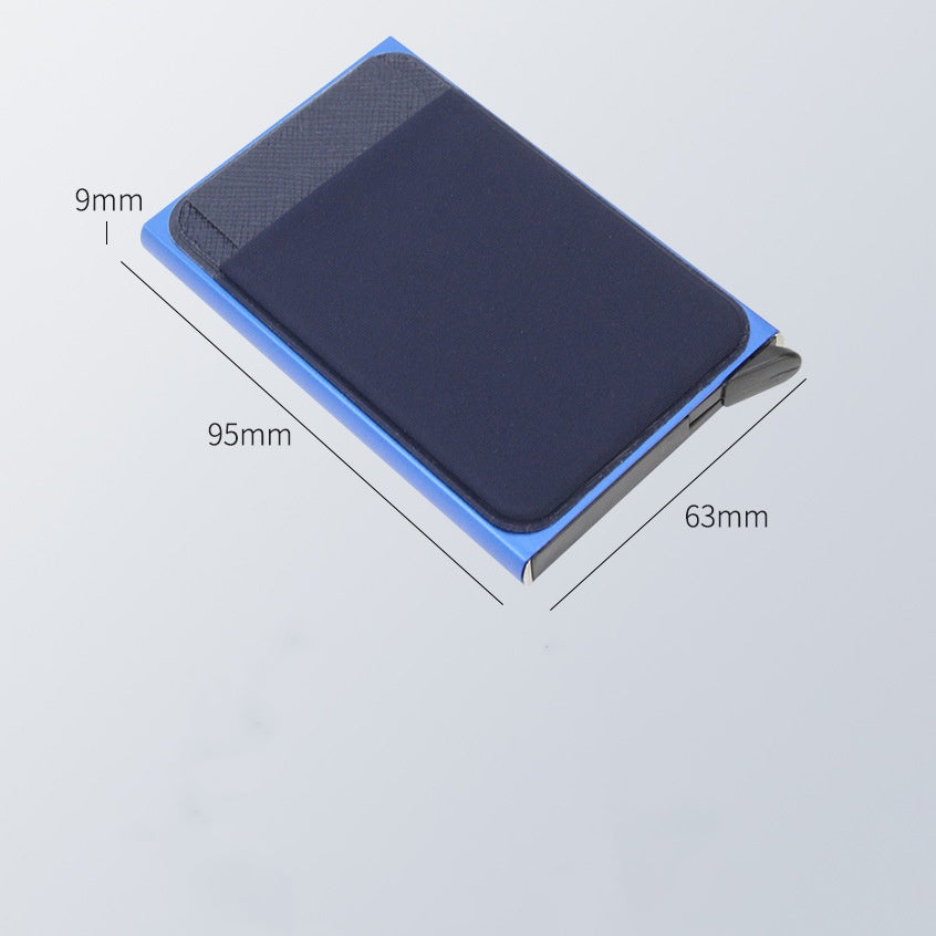 Men's PU Automatic Pop-up Card Holder with Aluminum Box RFID Metal European and American Style Card Case