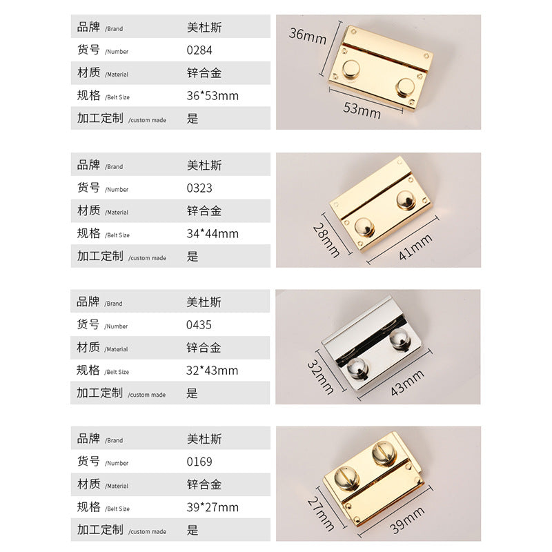 2024 Zinc Alloy Metal Hardware Turn Press Snap Purse Lock Buckle Key Lock Key Bag Twist Lock Clasp for handbag-14