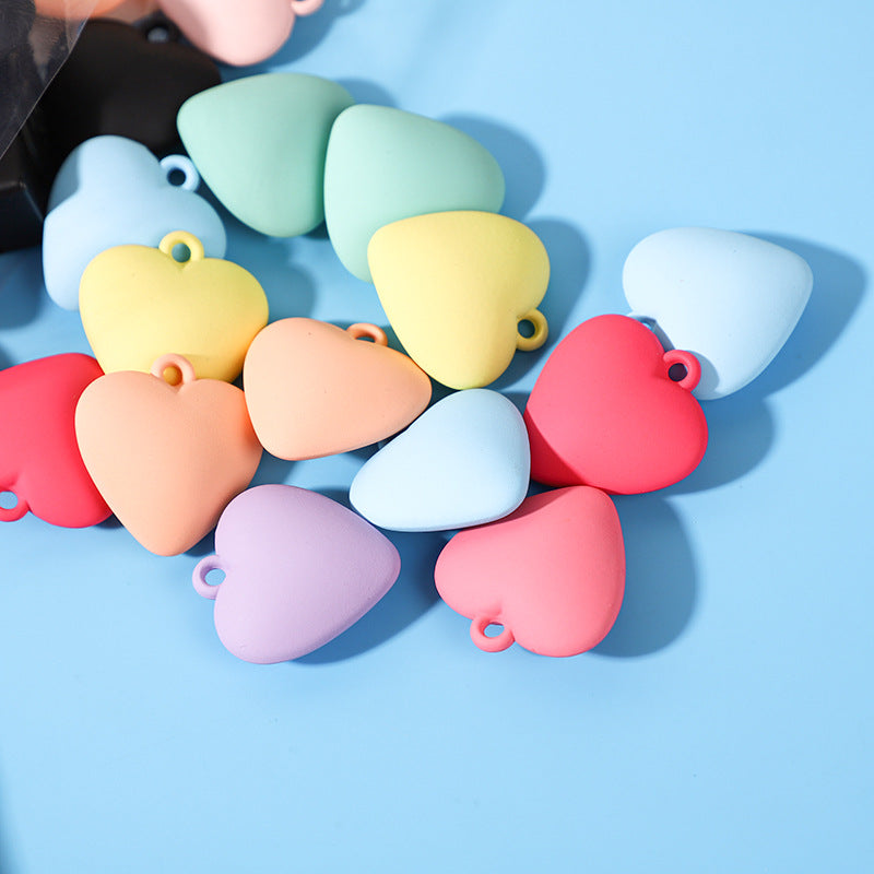32*31mm Macaron Color Hanging Hole Peach Heart Pendants New Charms Necklace Keychain Pendants For Jewelry Making -14