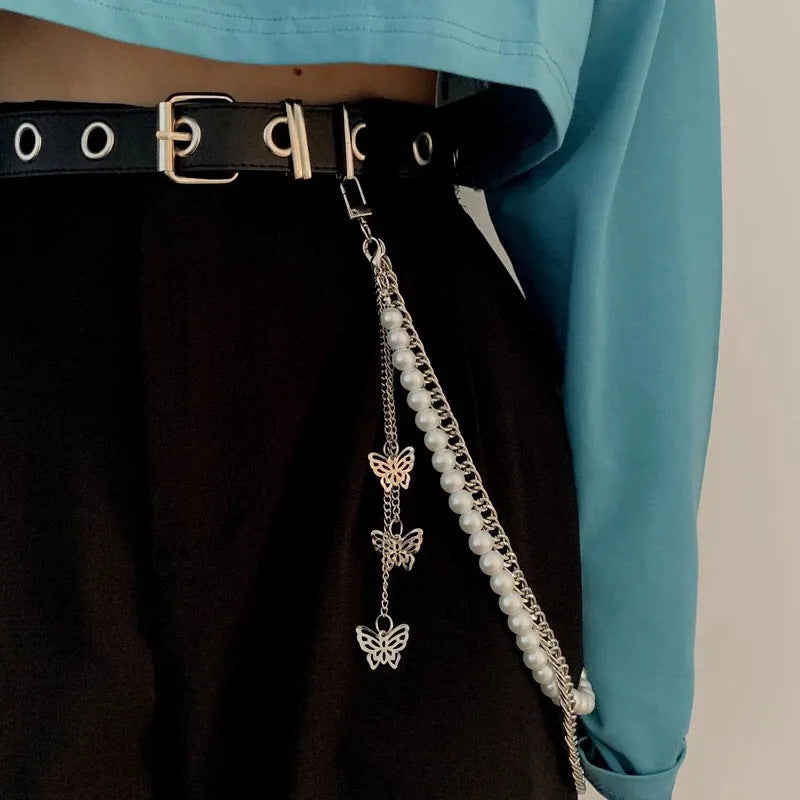 Hip Hop Punk Hollow Out Cross Skull Pendant Chain Double-layer Jeans Trousers Chains Fashion Jewelry-14