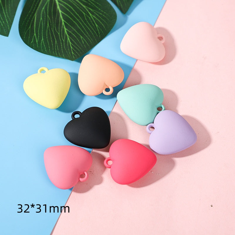 32*31mm Macaron Color Hanging Hole Peach Heart Pendants New Charms Necklace Keychain Pendants For Jewelry Making -14