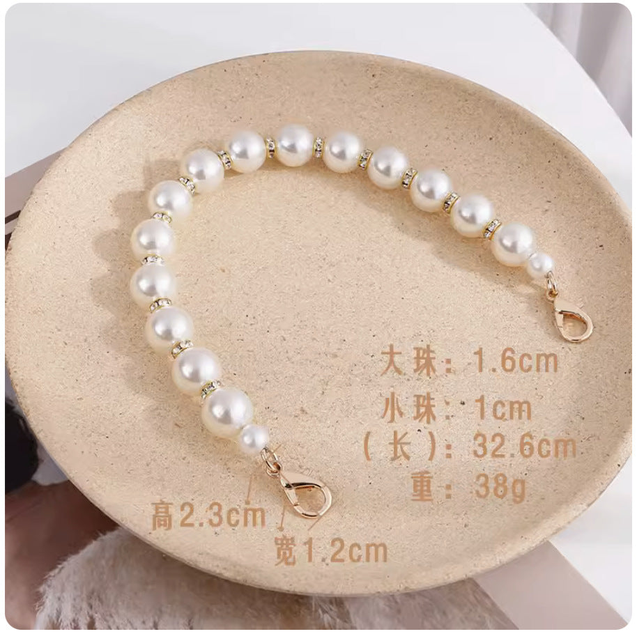 Pearl Bag Chain Strap Handbag Purse Chain Bead Handle Strap Bag Strap Extender Replacement Chain for Women Handbag Purse Clutch-15