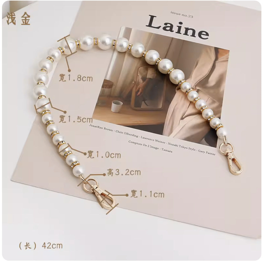 Pearl Bag Chain Strap Handbag Purse Chain Bead Handle Strap Bag Strap Extender Replacement Chain for Women Handbag Purse Clutch-15