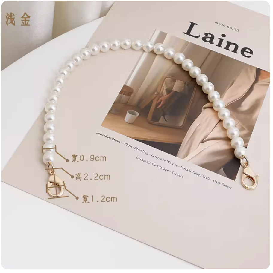 Pearl Bag Chain Strap Handbag Purse Chain Bead Handle Strap Bag Strap Extender Replacement Chain for Women Handbag Purse Clutch-15