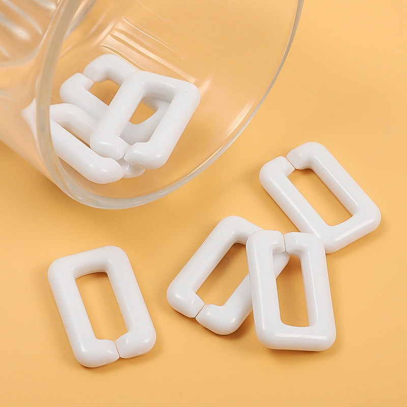 20*30mm Rectangle rubber paint acrylic chain opening buckle macaron color removable matt plastic resin link chain loop phone accessories -15