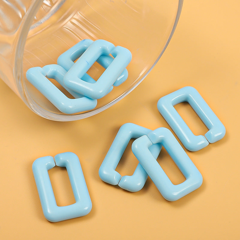 20*30mm Rectangle rubber paint acrylic chain opening buckle macaron color removable matt plastic resin link chain loop phone accessories -15