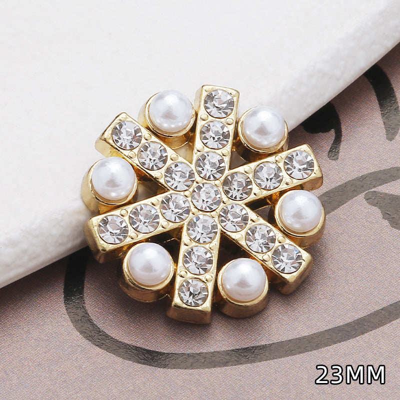 Style Women's Tweed Coat High Quality Pearl-Inlaid Diamond Metal Button Logo Cardigan Sweater Button Fashionable-151