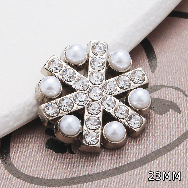 Style Women's Tweed Coat High Quality Pearl-Inlaid Diamond Metal Button Logo Cardigan Sweater Button Fashionable-151