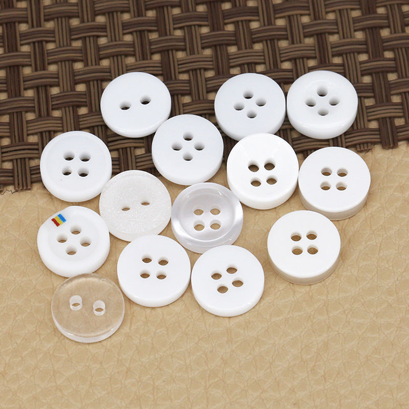 Good Quality Designer Custom Round 4 Holes Resin White Buttons for Clothes Shirt-157