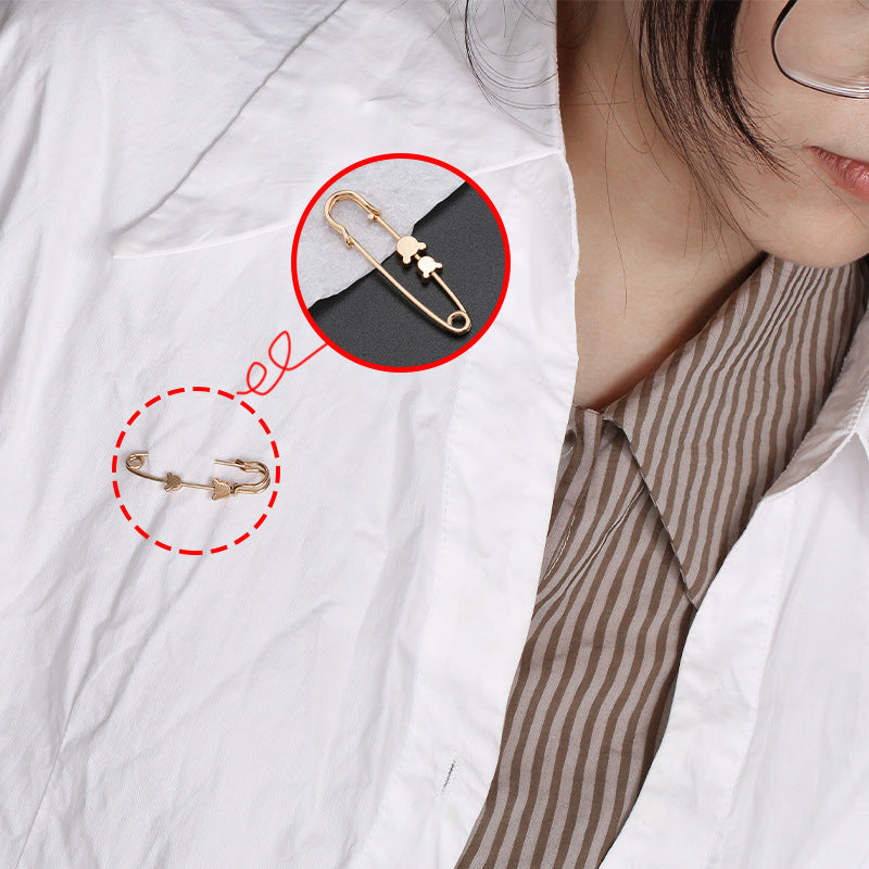 Brooch Pins Sweater Shawl Clip Neckline Safety Pin Star Flower Brooches for Women Clothing Pants Waist Tightener Decoration-158