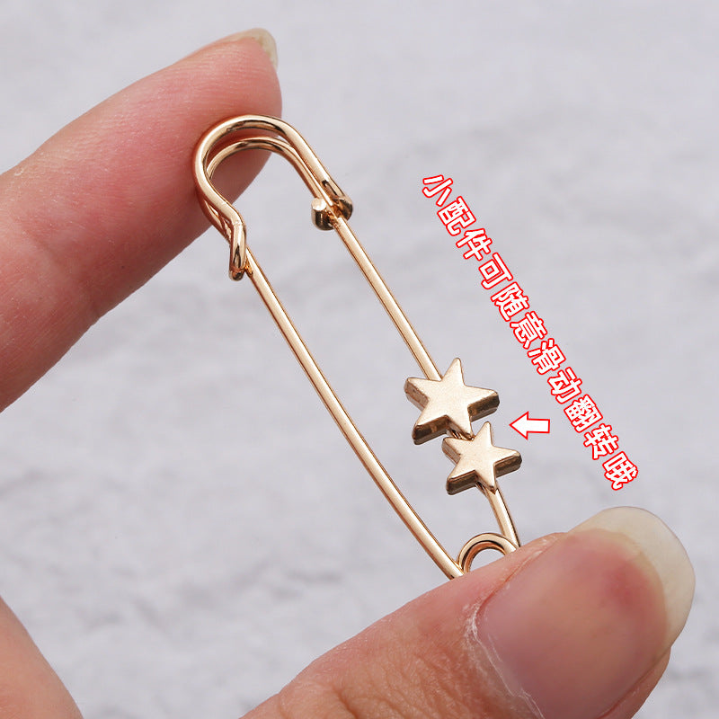 Brooch Pins Sweater Shawl Clip Neckline Safety Pin Star Flower Brooches for Women Clothing Pants Waist Tightener Decoration-158