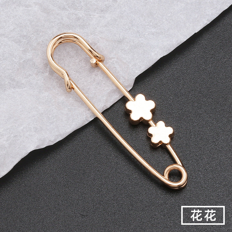 Brooch Pins Sweater Shawl Clip Neckline Safety Pin Star Flower Brooches for Women Clothing Pants Waist Tightener Decoration-158