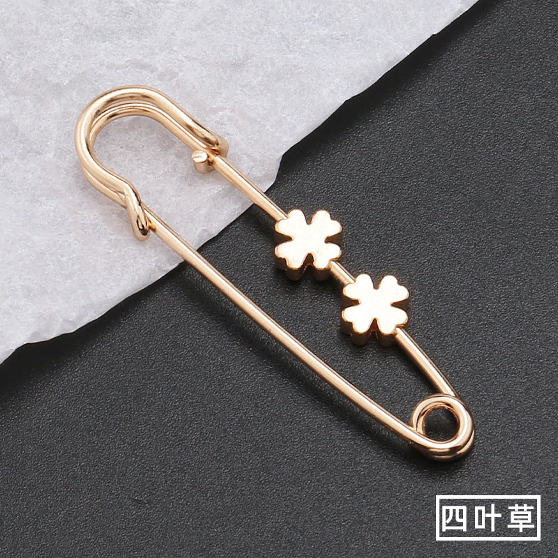 Brooch Pins Sweater Shawl Clip Neckline Safety Pin Star Flower Brooches for Women Clothing Pants Waist Tightener Decoration-158