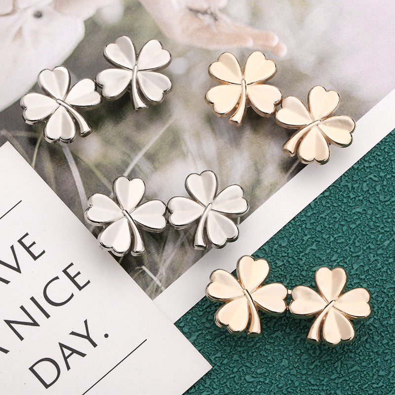 Four Leaf Clover Tightener Adjustable Waist Buckle For Jeans, No Sewing Required Button Adjuster For Pants And Skirts Waist-169