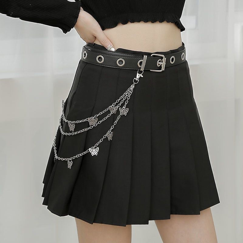 Wholesale Fashion Grommet Holes Cool Girls Punk Belts for Dress with Butterfly Chain-17