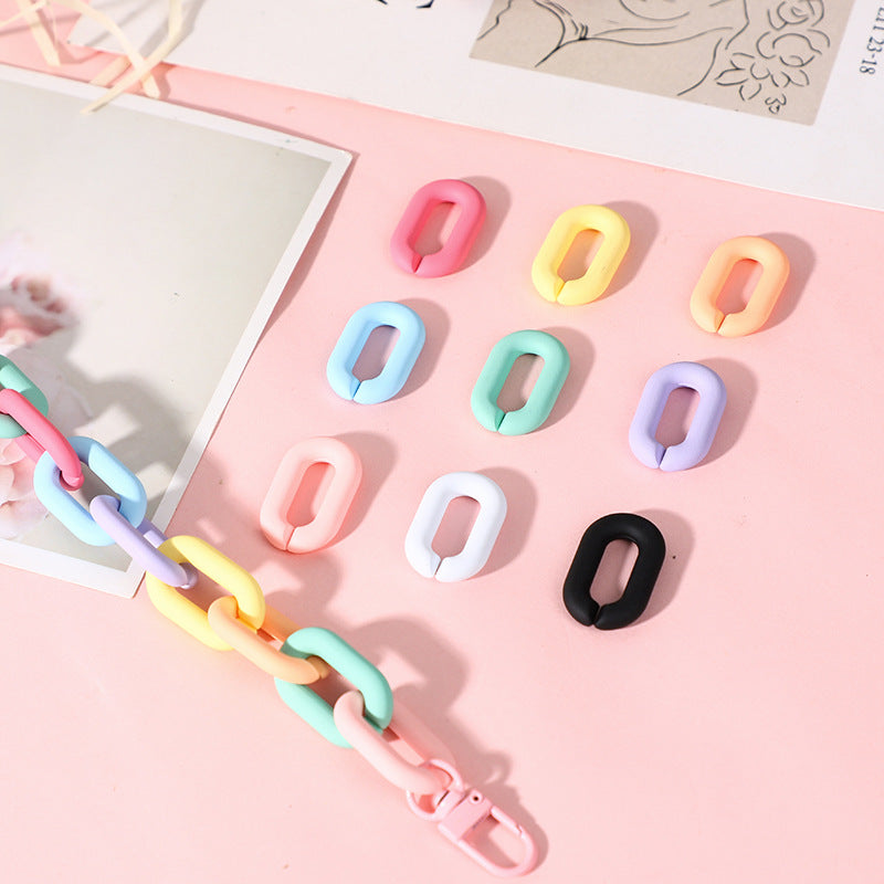 20*30mm Wholesale Colorful Resin Chain Link Acrylic Chain Link Diy Matt Acrylic Chain For Hang bag Phone Case-17