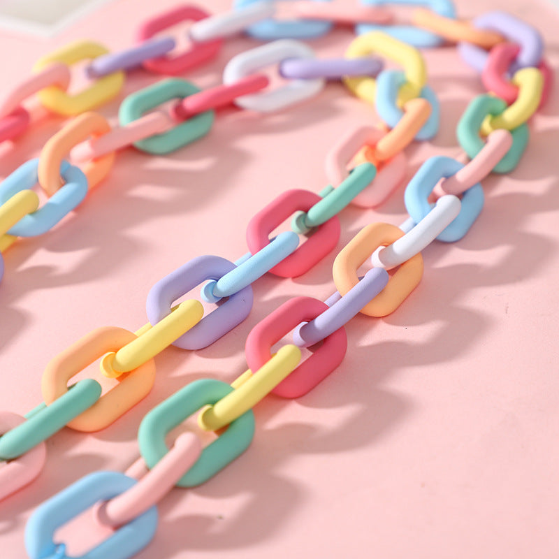 20*30mm Wholesale Colorful Resin Chain Link Acrylic Chain Link Diy Matt Acrylic Chain For Hang bag Phone Case-17
