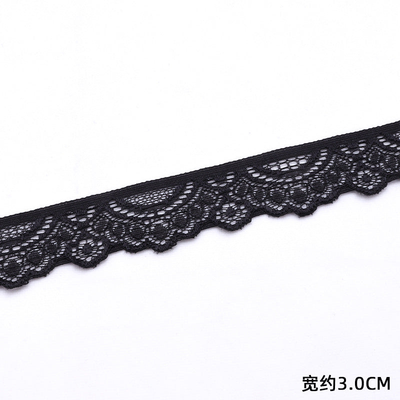 DIY Accessories Non Elastic Black and White Lace Trim Strip for Dress Neckline Skirt-173