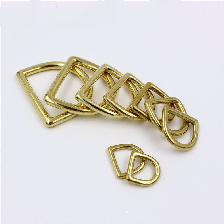 Good Quality Solid Brass Cast D Ring Welded Metal Heavy Duty Leather Strap Purse Dog Webbing Buckle Collar Belt Bag D Ring-18