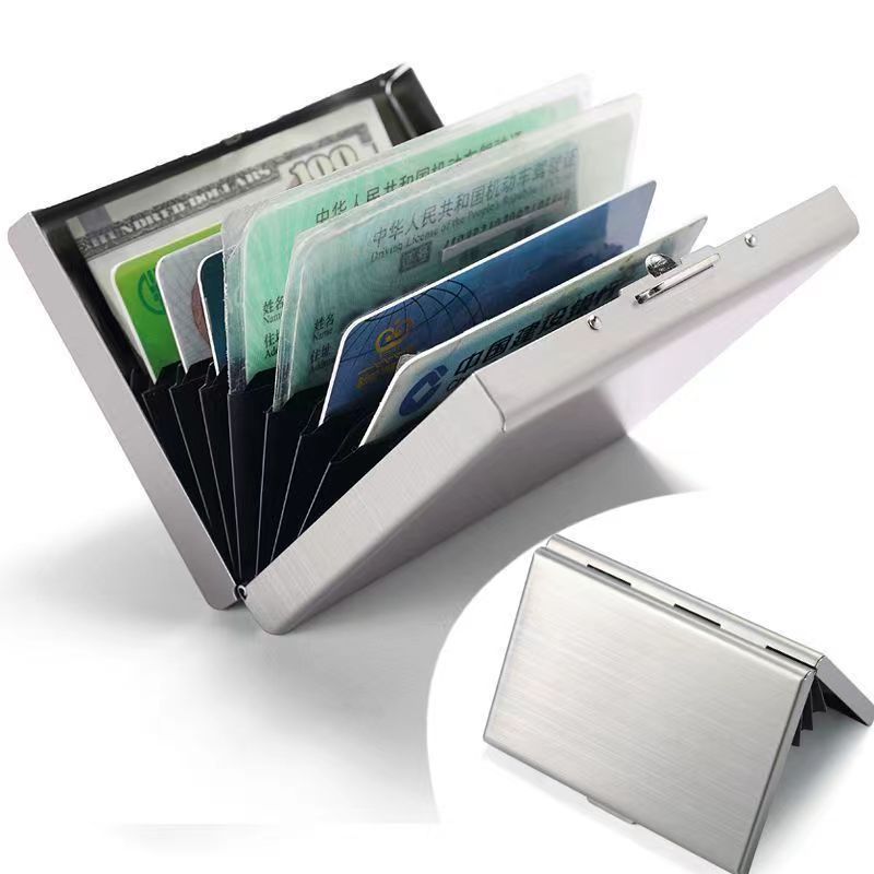 steel ID Card Holder Hard ID Card Case Protector for daily use 6 slots metal trading credit card holder
