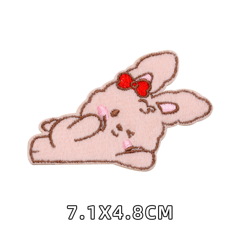 duoku Computer embroidery mark ing accessories Cute cartoon animal plush rabbit self-adhesive cloth patch-181