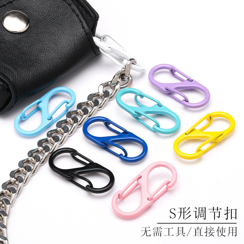 Paint color S Mountaineering Figure 8 S Shape double head zinc alloy spring diy jewelry link keychai-182