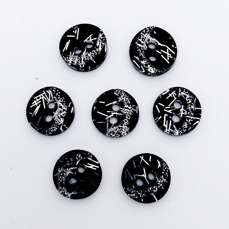 Shirt buttons UV electroplating gold edge resin buttons high-grade round buttons shirt underwear four-eye silver powder pearlescent buttons-186