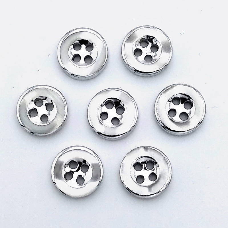 Shirt buttons UV electroplating gold edge resin buttons high-grade round buttons shirt underwear four-eye silver powder pearlescent buttons-186