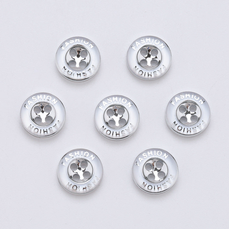 Shirt buttons UV electroplating gold edge resin buttons high-grade round buttons shirt underwear four-eye silver powder pearlescent buttons-186