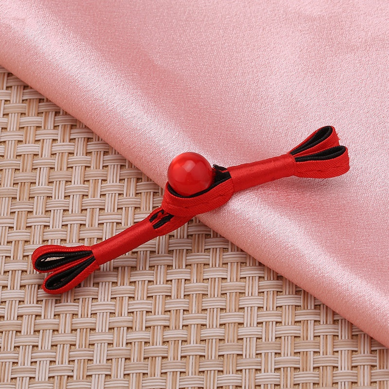 Chinese Traditional Red Swallowtail Knot Frog Button Cheongsam Beads for Clothing Shoes-187