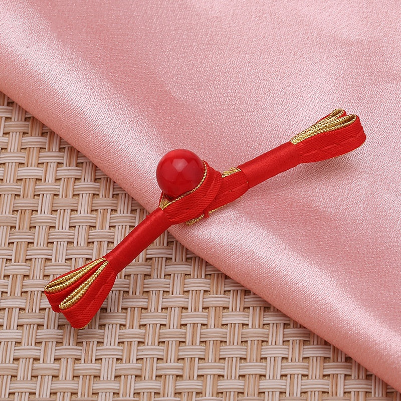 Chinese Traditional Red Swallowtail Knot Frog Button Cheongsam Beads for Clothing Shoes-187