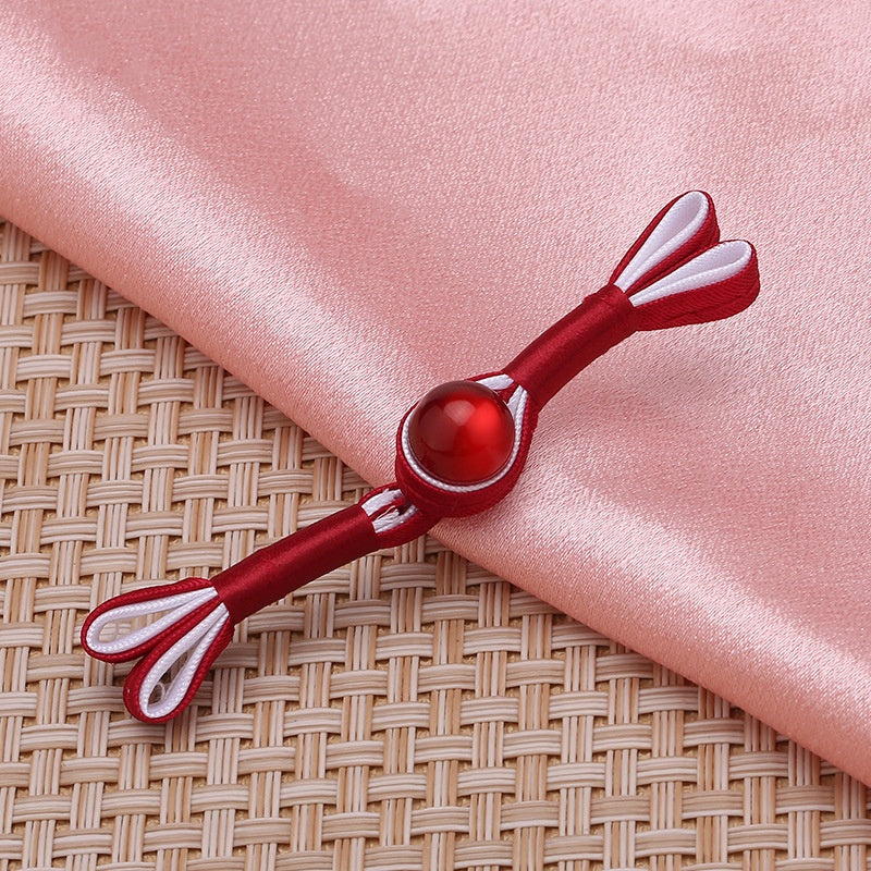 Chinese Traditional Red Swallowtail Knot Frog Button Cheongsam Beads for Clothing Shoes-187