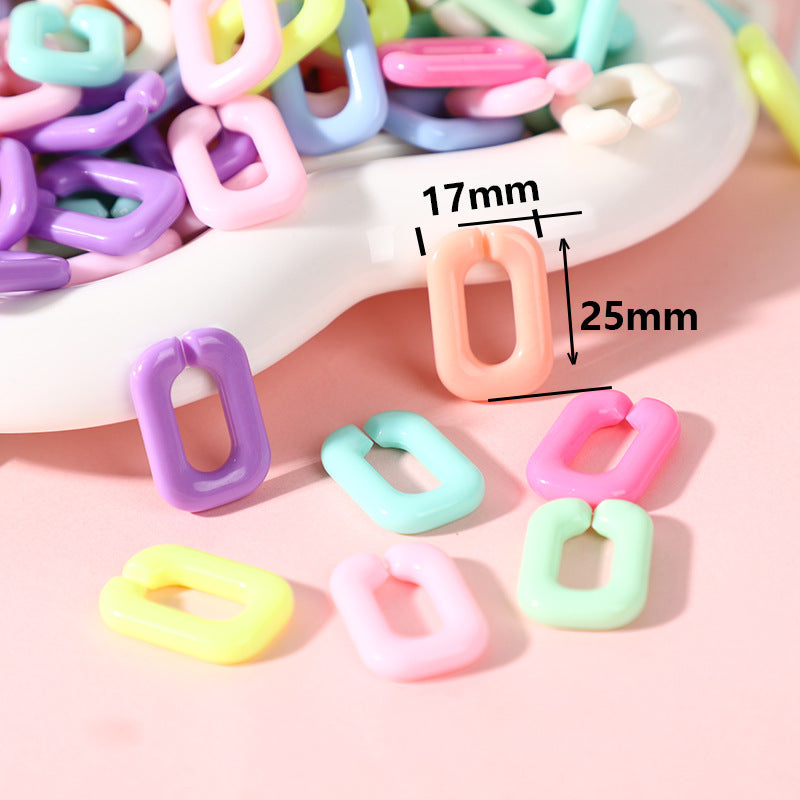 17*25mm Detachable Acrylic Colored Buckle Beads Plastic Linking Chain Rings Quick Frosted Twist Link Curb Chain Connectors -19