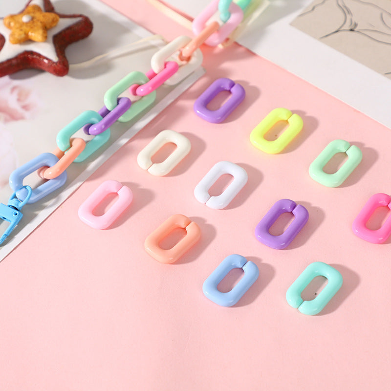 17*25mm Detachable Acrylic Colored Buckle Beads Plastic Linking Chain Rings Quick Frosted Twist Link Curb Chain Connectors -19
