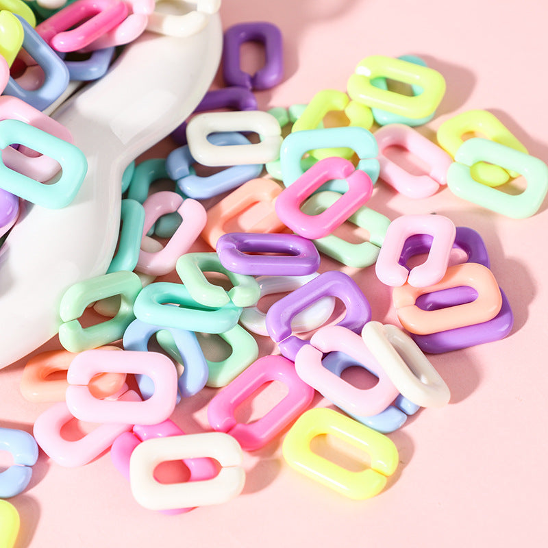 17*25mm Detachable Acrylic Colored Buckle Beads Plastic Linking Chain Rings Quick Frosted Twist Link Curb Chain Connectors -19
