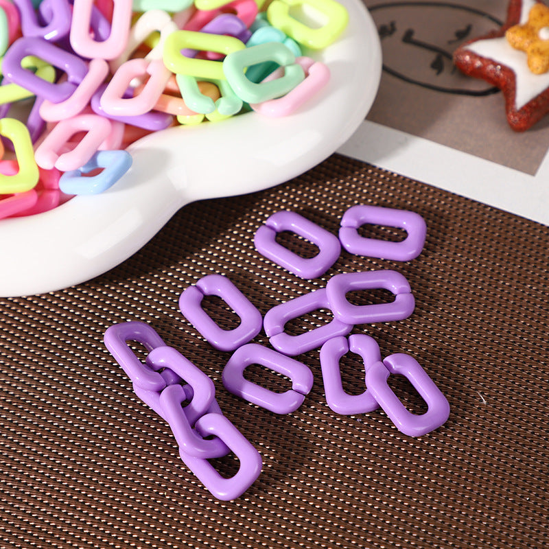 17*25mm Detachable Acrylic Colored Buckle Beads Plastic Linking Chain Rings Quick Frosted Twist Link Curb Chain Connectors -19