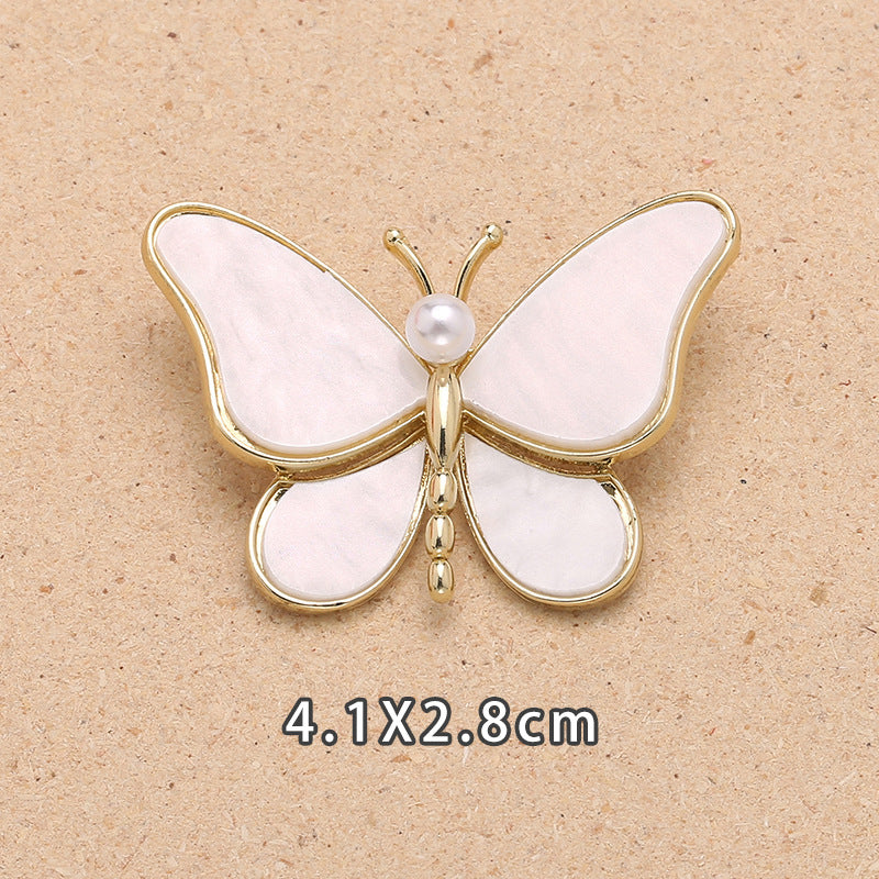 Alloy Butterfly Pearl Brooch Clothing Pin Fastener For Women Clothing Garment Bag Accessories Decoration-199