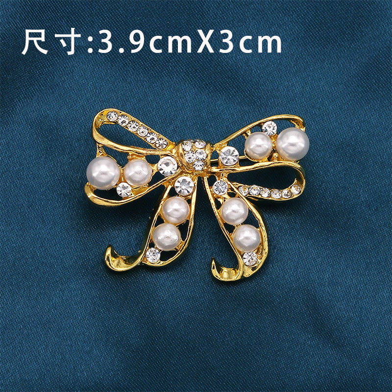 Alloy Butterfly Pearl Brooch Clothing Pin Fastener For Women Clothing Garment Bag Accessories Decoration-199