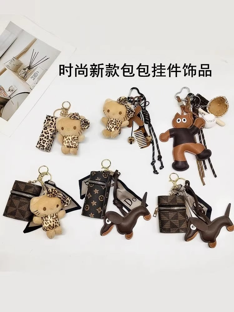 New Style Sanlio Leopard Print KT Keychain Pendant Cute Doll Gift Super Soft Kids Gift Schoolbag Pendent-60