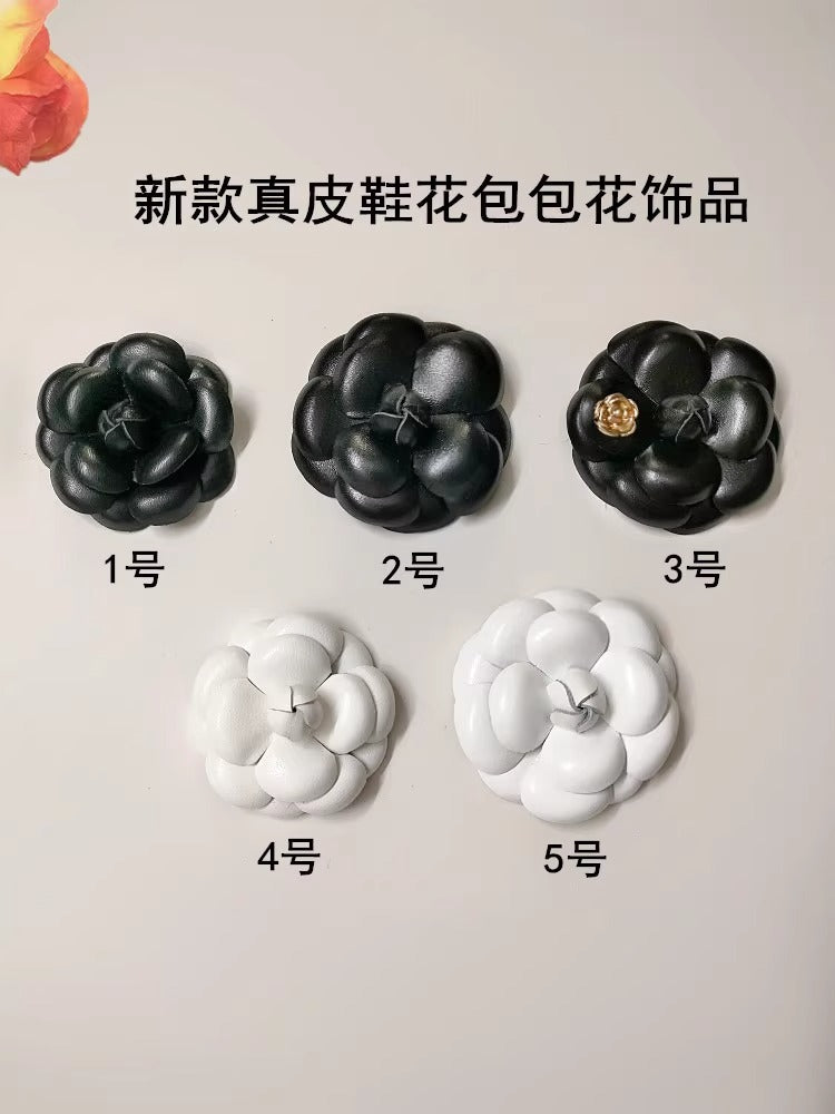 PU Leather Camellia Flower Brooch Pin Lapel Pins Badge Hair Clip Jewelry Gift for Women Clothing Backpack Hat Decoration-25